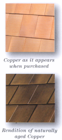 Copper as it appears when purchased; and rendition of naturally aged Copper